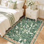 SameBed 3x5 Area Rug Living Room, Vintage Washable Carpet Brown Green - Image 3