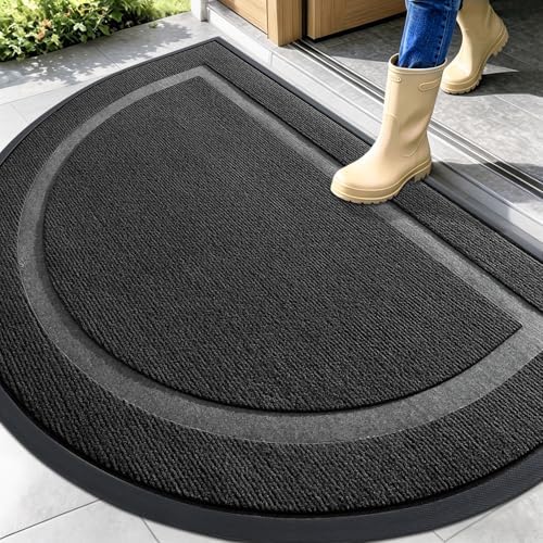 OLANLY Half Circle Front Door Mat Outside 47x32 All-Season Rubber Doormat by OLANLY
