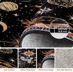Vacuum-Friendly, 2x10 Washable Area Rug, Black Gold Beige Red - Image 3