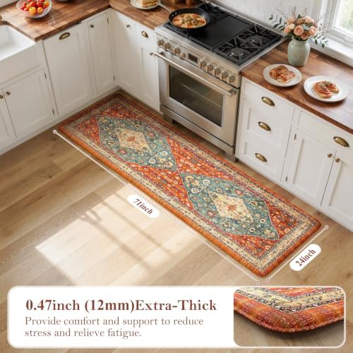 Collive Kitchen Mats for Floor Kitchen Rugs Non Slip Washable, 24''x71'' - Image 2