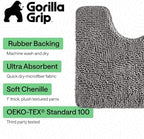 GORILLA GRIP Chenille Bath Rug Mat for Oval Toilet Base, 24x19 Gray - Image 3