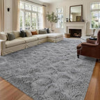 8x10 Extra Large Grey Fluffy Soft Area Rug Non-Slip for Living Room Bedroom - Image 2