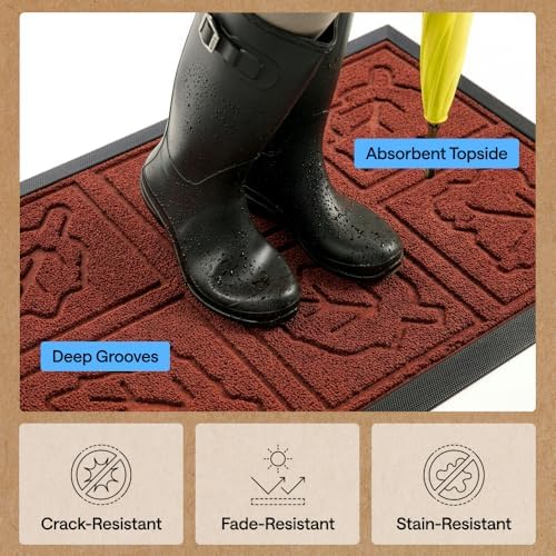 GORILLA GRIP WeatherMAX Door Mat, Indoor Outdoor, 29x17, Burgundy Leaves - Image 5