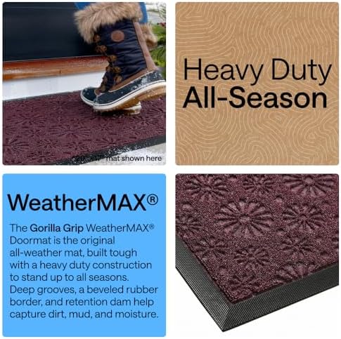 GORILLA GRIP WeatherMAX Door Mat, Indoor Outdoor, 29x17 Purple Daisy Floral - Image 3