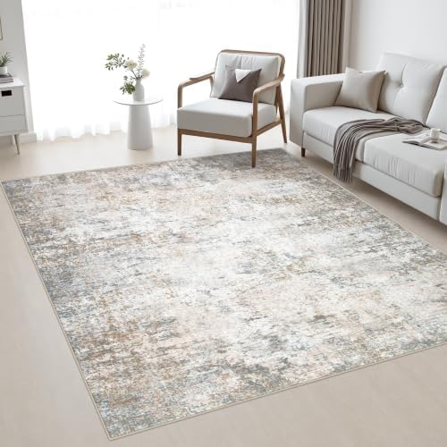 Area Rug Living Room: 5x5 Modern Washable Indoor Soft Carpet Brown by FXRHLP