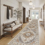 Madane Hallway Runner Rug 2'6''x16' Kitchen Runners Vintage, Turmeric/Grey - Image 2