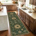 Vacuum-Friendly, 2x8 Washable Area Rug, Green Gold Yellow by meejou