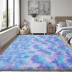 PLHXFR 5x7 Area Rugs Living Room: Fluffy Bedroom Soft Shag Rug Kid Rainbow - Image 2