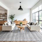 Chicrug 6x9 Grey Washable Striped Abstract Area Rug for Living Room Bedroom - Image 3