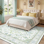 RELEANY Washable Area Rug, 6'x9', Green/White/Blue - Image 2