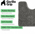 GORILLA GRIP Chenille Bath Rug Mat for Oval Toilet Base, 24x19 Charcoal - Image 3