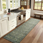 3' X 8' Area Rugs for Hallways, Green Washable Non-Slip Kitchen Runner Rug - Image 3