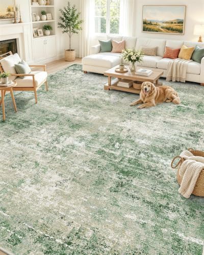 OLANLY 9x12 Washable Area Rug, Soft Non Slip Carpet for Bedroom Living Room by OLANLY