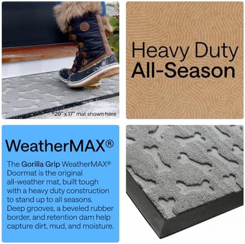 GORILLA GRIP WeatherMAX Door Mat, Indoor Outdoor, 35x23, Light Gray Bones - Image 3