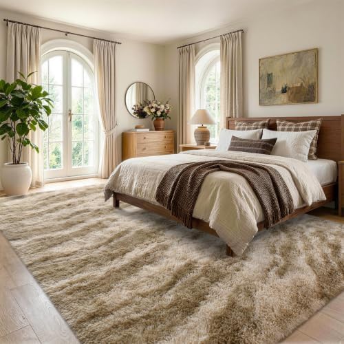 6x9 Large Khaki Fluffy Soft Area Rug Non-Slip for Living Room Bedroom - Image 3