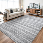 Chicrug 6x9 Grey Washable Striped Abstract Area Rug for Living Room Bedroom by ChicrugHomeDecor