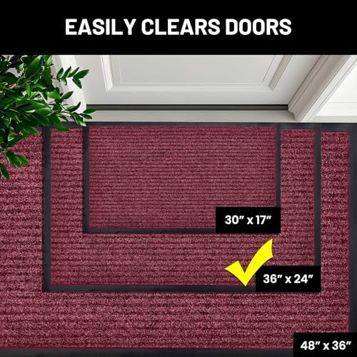 Front Door Mat, Indoor Outdoor Welcome Entryway Entrance Doormat, 36x24 Red - Image 6