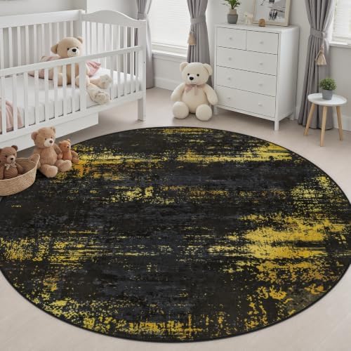 Round Area Rug Living Room: 6 ft Modern Washable Indoor Carpet - Image 5
