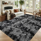 5x7 Tie-Dyed Dark Grey Fluffy Area Rug Non-Slip for Living Room Bedroom by ModernHomeDecor