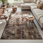 Area Rug 4x6 Brown Rug Washable Boho Rugs Non Slip Low Pile Abstract Coffee Small Carpet for Entryway, Bedroom, Kitchen, Classroom, Kids Room, Office, Dorm, Dining Room - Image 2