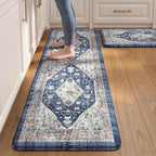 Collive Kitchen Mats Cushioned Anti Fatigue, Dusty Blue 17.3"x29"+17.3"x59" by Collive