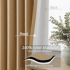 Guken Extra Long 100% Blackout Linen Curtains 120 Inches Camel Brown - Image 4
