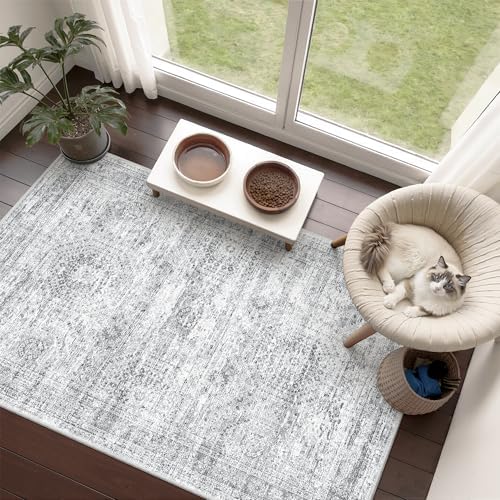 3x4 Rugs for Entryway,Washable Area Rug,Grey by Restydon