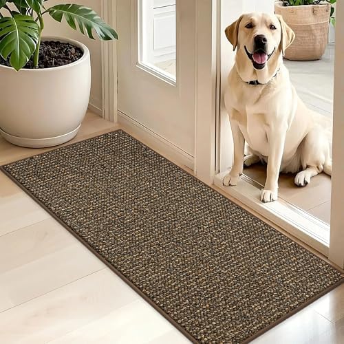 BEQHAUSE Dirt Trapper Door Mat 20" x 48", Non-Slip Washable Doormats, Brown by BEQHAUSE