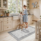 Washable 2x4 Kitchen Sink Rugs: Washable Non-Slip Hardwood Floor Mat for Stove Soft Stain Resistant Carpet Boho Home Decor for High Traffic Area Low-Pile Area Rug for Entryway Foyer(2x4,Grey) - Image 6