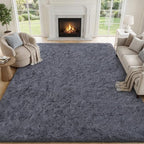 PLHXFR 8x10 Area Rugs Living Room: Fluffy Bedroom Rug Shag Carpet Grey - Image 2