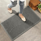 HIYARD Sturdy Front Door Mat, Absorbent Muddy Dirt Resist Welcome Door Mats Outdoor Indoor, Stain and Fade Resistant, Non-Slip Backing Entry Mat Low Profile Doormat for Entryway, 29×17, Light Grey by HIYARD