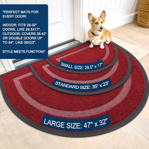 OLANLY Half Circle Front Door Mat Outside 47x32 All-Season Rubber Doormat - Image 2