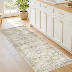 Washable Runner Rugs for Bedroom - 2x6 Runner Rug Non Slip, Ultra-Thin Entryway Runner, Soft Abstract Kitchen Runner for Hallway, Laundry, Bathroom, Indoor Door Mat(2'x6', Grey/Yellow) - Image 3