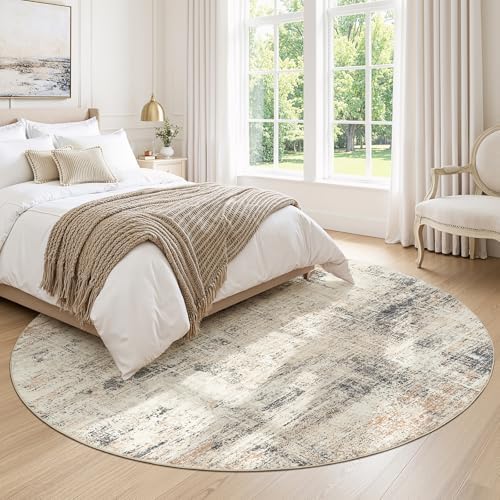 8ft Area Rug for Living Room, Abstract Washable Non-Slip Large Rugs, Gold - Image 4