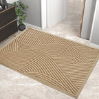 HIYARD Sturdy Front Door Mat, Absorbent Muddy Dirt Resist Welcome Door Mats Outdoor Indoor, Stain and Fade Resistant, Non-Slip Backing Entry Mat Low Profile Doormat for Entryway, 47×32, Beige by HIYARD