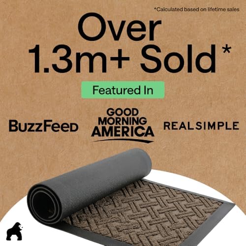 GORILLA GRIP WeatherMAX Door Mat, Indoor Outdoor, 72x24, Beige Basket Weave - Image 4