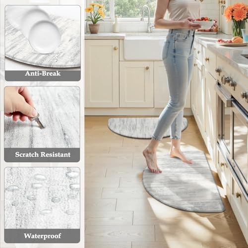 KIMODE Kitchen Mats Cushioned Anti Fatigue,18"x28" Half Round Abstract Rugs - Image 6