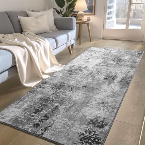 Ompaa 2x6 Rug Runners for Hallways Kitchen Runner Rug Non Slip Washable Grey Long Runner Rugs with Rubber Backing Soft Abstract Carpet Runner for Hallways, Kitchen, Bedroom, Bathroom, Entryway - Image 4