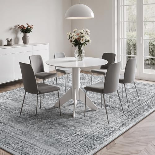 5x7 Area Rug for Living Room Bedroom, Non-Slip Washable Grey Carpet - Image 3