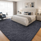PLHXFR 8x10 Area Rugs Living Room: Fluffy Bedroom Rug Shag Carpet Grey - Image 3