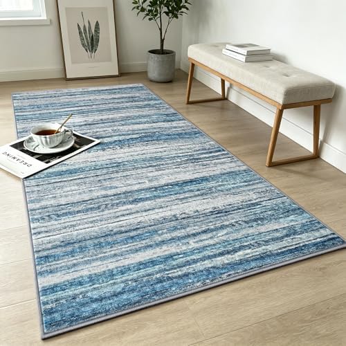 Chicrug 2x4 Blue Washable Laundry Room Rug Runner Rug for Hallway Kitchen - Image 2