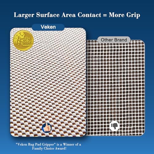 Veken 6x9 Ft Rug Pad Gripper for Hardwood Floors, Non Slip Rug Pads for Area Rugs, Thick Rug Grippers for Tile Floors, Under Carpet Mat, with More Than 99 Pieces Anti-Slip Solid Square Pattern - Image 2
