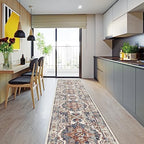 Hallway Washable Runner Rug - 2'6x12 Kitchen Rugs Entryway Rug Runner Vintage Soft Floor Mat Non Slip Indoor Farmhouse Carpet for Bathroom Living Room Bedroom (2'6''x12', Brick) - Image 2