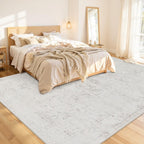 8x10 Area Rugs Living Room: Bedroom Washable Carpet Neutral Cream - Image 2