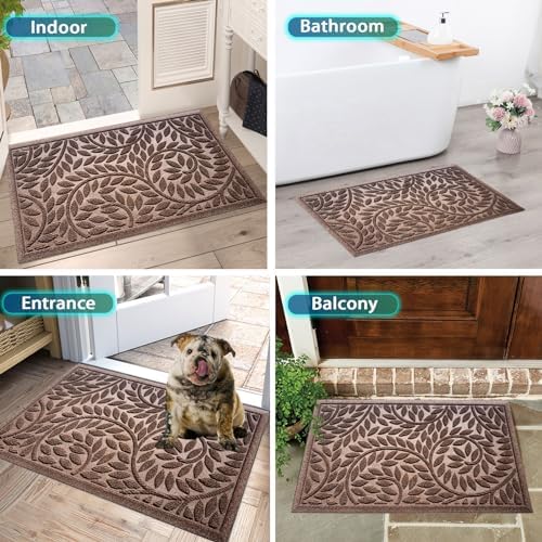 Bulijojo Front Door Mat Entrance,Durable Heavy Duty Welcome Mat,Thick Absorbent Natural Rubber Non Slip Mat,Sturdy Entryway Brown 23"x35" - Image 6