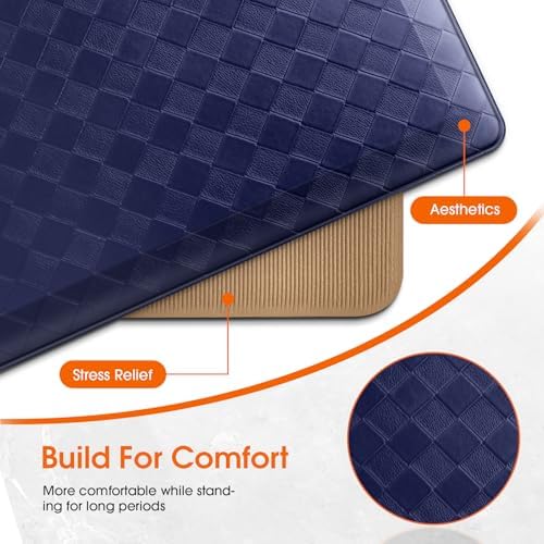 TranquilRelax 4/5 Inch Cushioned Anti Fatigue Kitchen Mats for Floor, Blue - Image 6