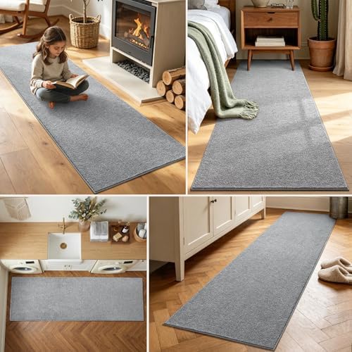 2x6 Grey Runner Rug Washable Non-Slip Soft for Kitchen Hallway Bathroom - Image 3