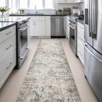 3x14 Washable Runner Rug：Modern Abstract Kitchen Soft Carpet Brown - Image 5