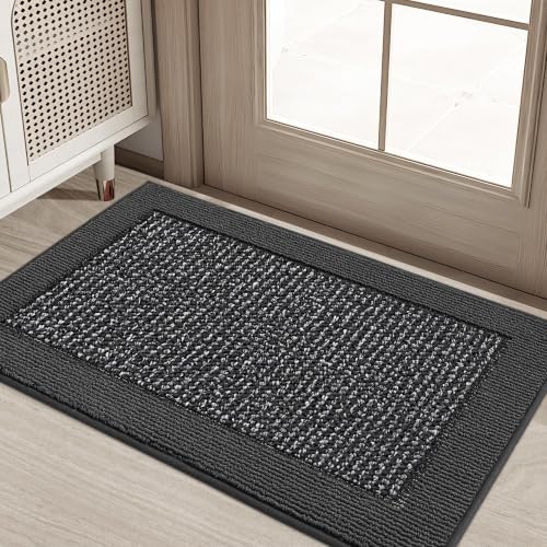 BEQHAUSE Indoor Door Mat 20" x 32", Dirt Trapper Door Mats, Charcoal by BEQHAUSE