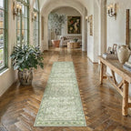 HUGEAR 2x6 Light Green Vintage Floral Washable Runner Rug for Hallway - Image 2